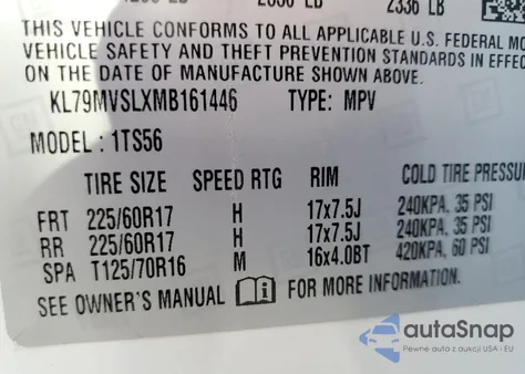 2021 Chevrolet Trailblazer Activ z USA, uszkodzony, nr VIN KL79MVSLXMB161446